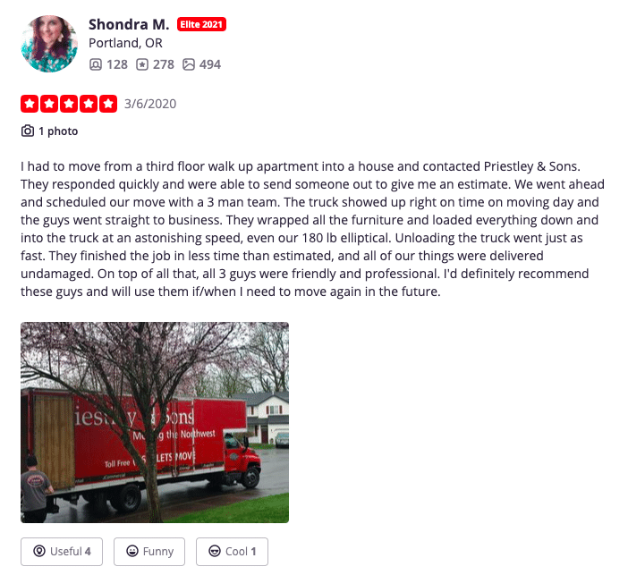 review of moving services in Portland